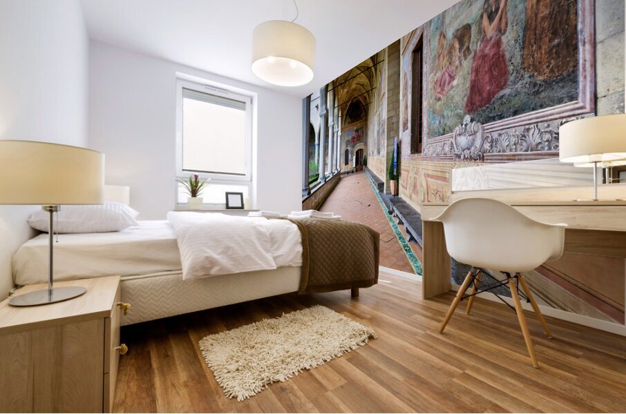 Naples Campania Italy. Santa Chiara Basilica Church. The cloister of the Clarisses Mural print