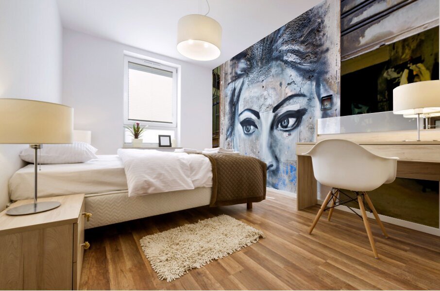 Naples Campania Italy. Street graffiti depicting neapolitan actress Sofia Loren at Quartieri Spagnoli Spanish Quarters Mural print