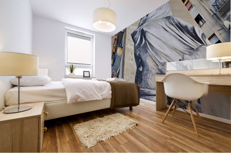 Naples Campania Italy. The famous Argentine artist Francisco Bosoletti has realized in the Spanish Quarter of Naples an enormous murals dedicated to the Pudicizia sculpture by Corradini kept in the Chapel of Sansevero. Quartieri Spagnoli Spanish Quarters  Mural print