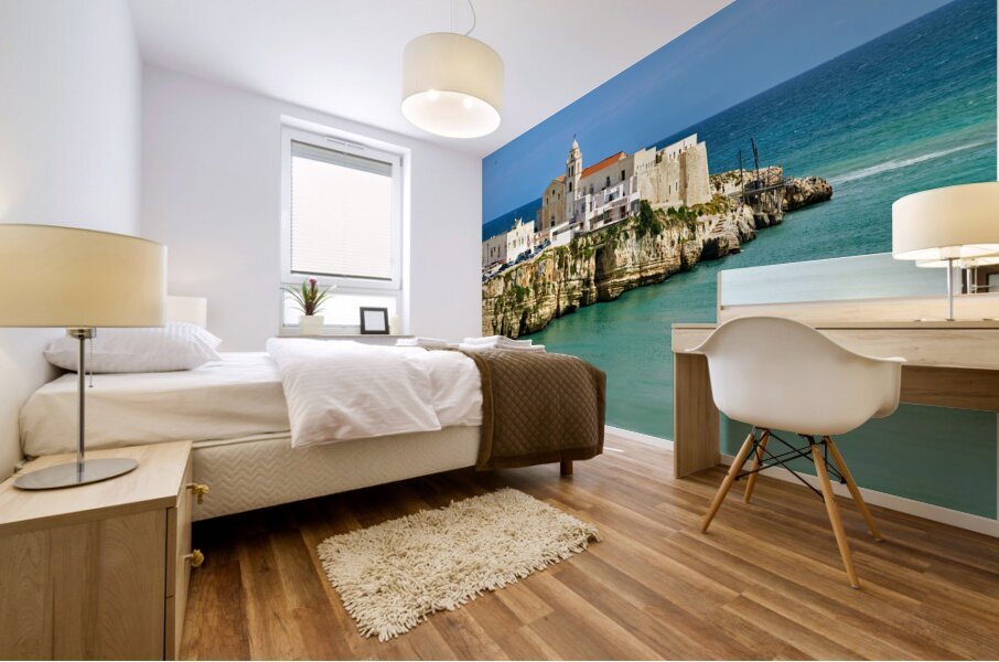Vieste Gargano. Apulia Puglia Italy. Cape San Francesco and San Francesco church Mural print