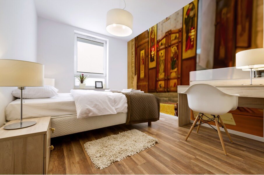 Apulia Puglia Italy. Bari. The Pontifical Basilica of Saint Nicholas. The holy bible Mural print