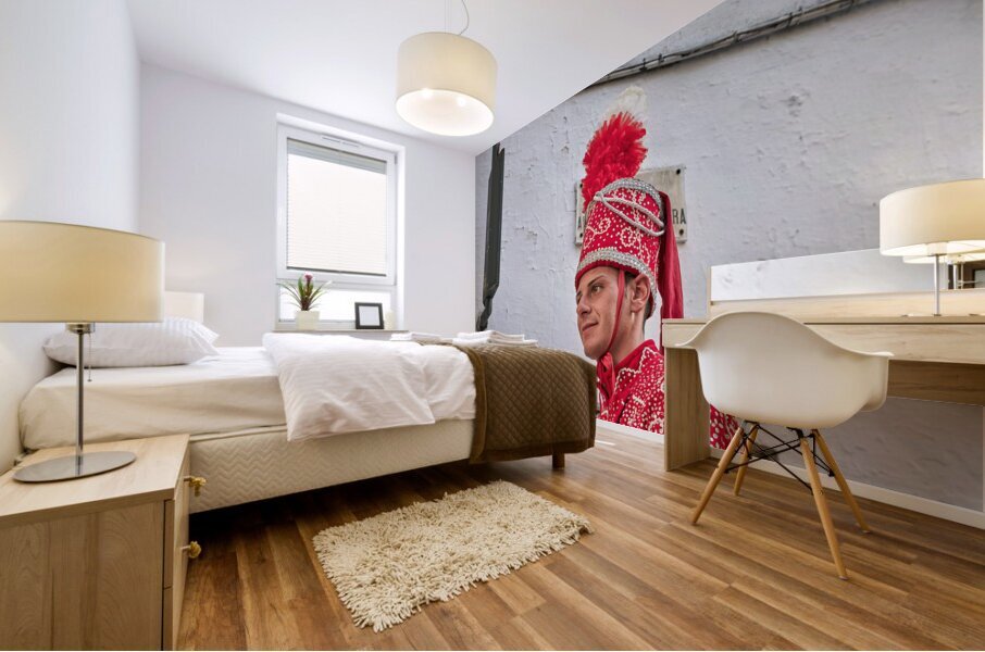 Apulia Puglia Italy. Ostuni. Festival of Saint Orontius. The cavalcata a procession of horses in the streets of the town Mural print