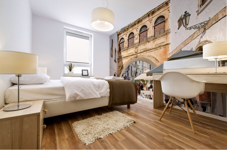 Apulia Puglia Italy. Ostuni. The white town. The Arco Scoppa arch Mural print