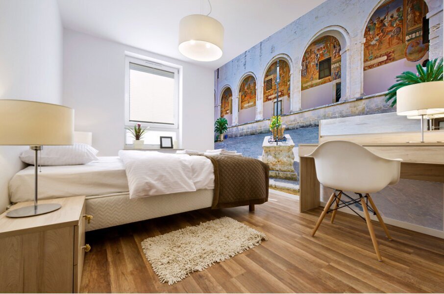 Salento. Apulia Puglia Italy. Galatina. Santa Caterina dAlessandria church. Frescoes in the cloister Mural print