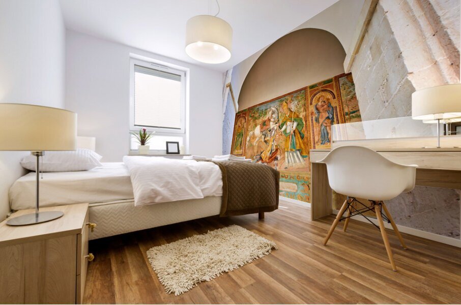 Salento. Apulia Puglia Italy. Galatina. Santa Caterina dAlessandria church. Frescoes in the cloister Mural print