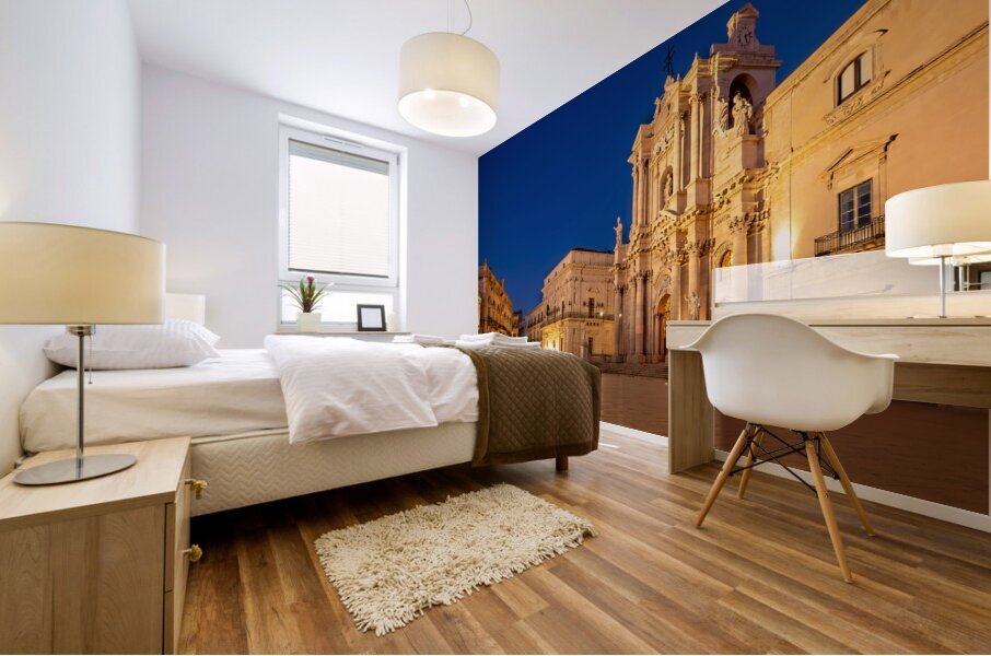 Syracuse Sicily Italy. The Cathedral of Syracuse in Ortygia Island Mural print