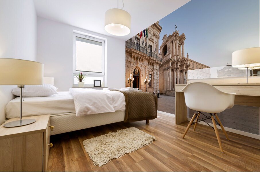 The Town Hall of Syracuse Ortygia. in Piazza Duomo. Sicily Italy Mural print