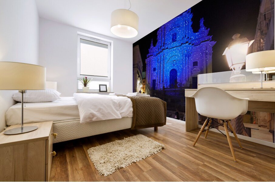 Duomo of San Giorgio Dome of St. George Cathedral in Modica Sicily Italy San Giorgio Cathedral of Ragusa Ibla and Duomo Square. Sicily Italy Mural print