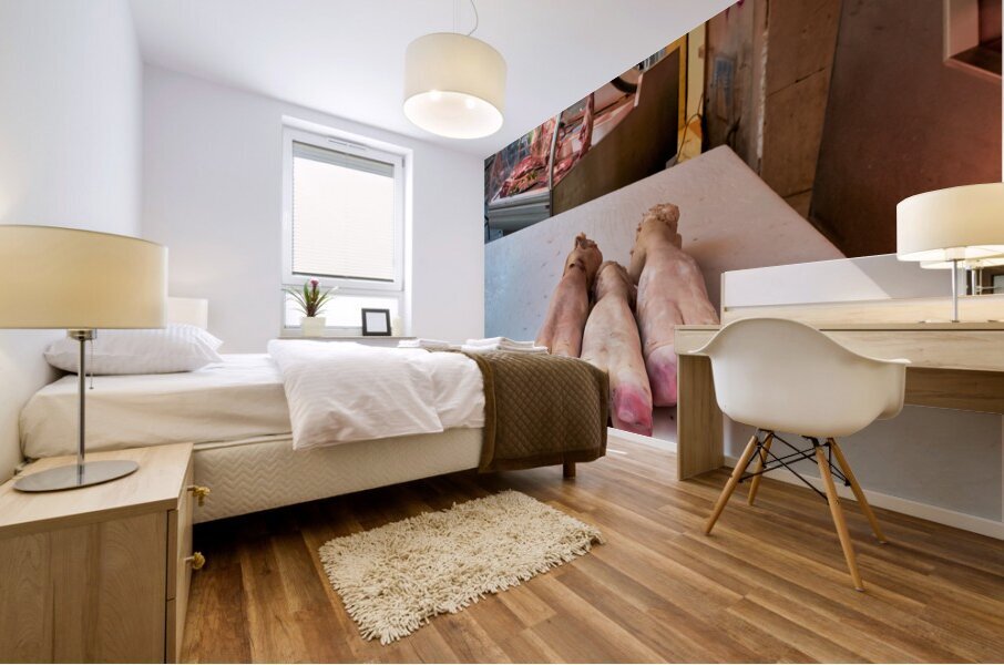 Piscaria the street daily market in Catania Sicily Italy. Fresh fish meat vegetables Mural print