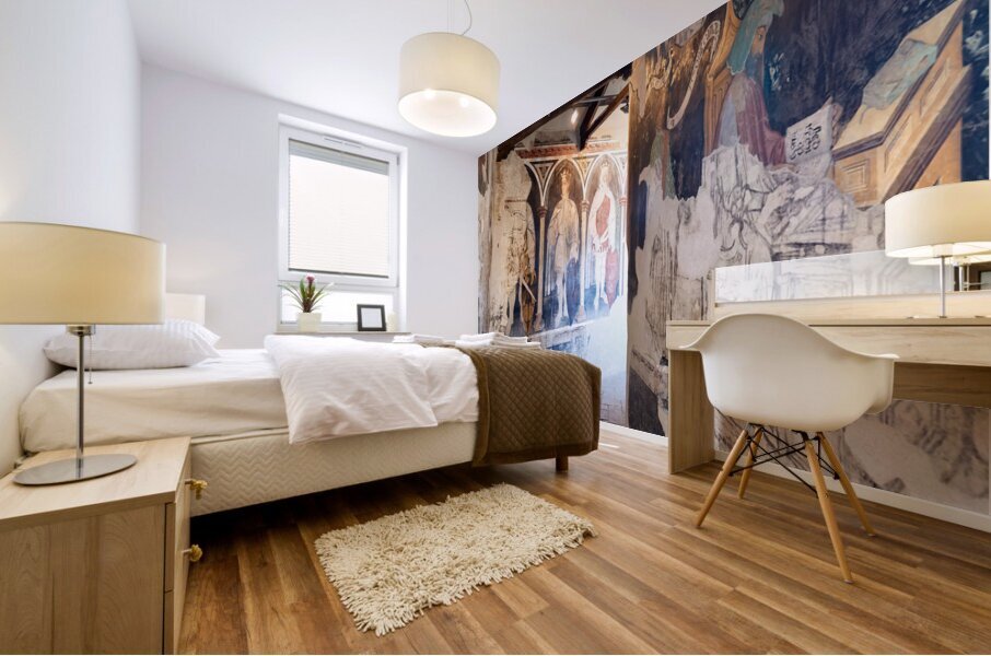 Foligno Umbria Italy. Frescoes at Trinci Palace Palazzo Trinci a patrician residence and museum. Mural print