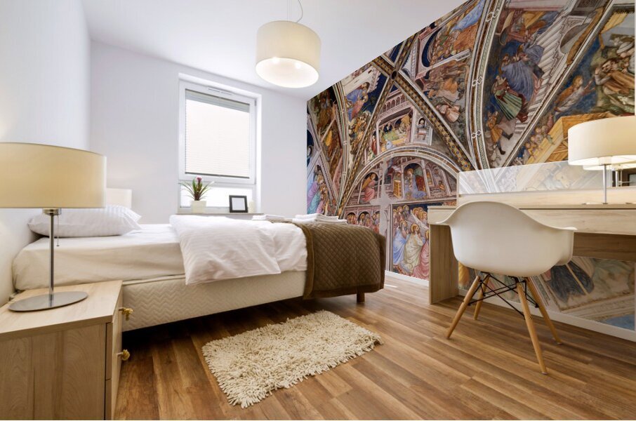 Foligno Umbria Italy. Frescoes at Trinci Palace Palazzo Trinci a patrician residence and museum. Mural print