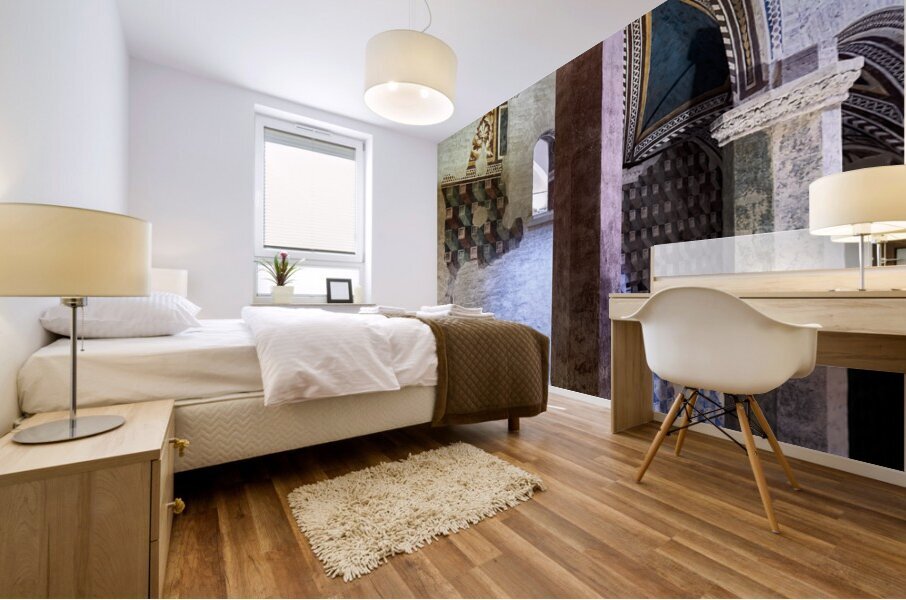 Foligno Umbria Italy. Frescoes at Trinci Palace Palazzo Trinci a patrician residence and museum. Mural print