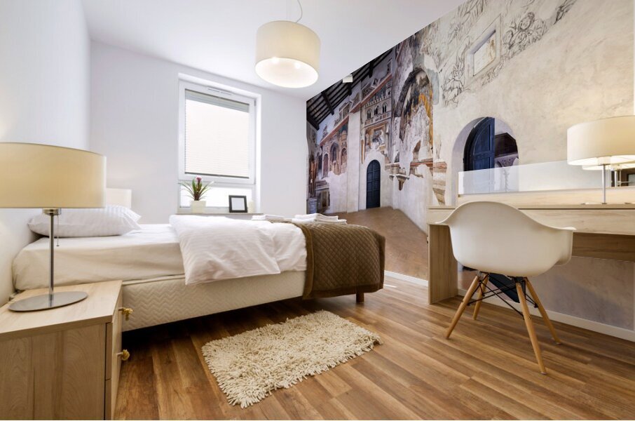 Foligno Umbria Italy. Frescoes at Trinci Palace Palazzo Trinci a patrician residence and museum. Mural print