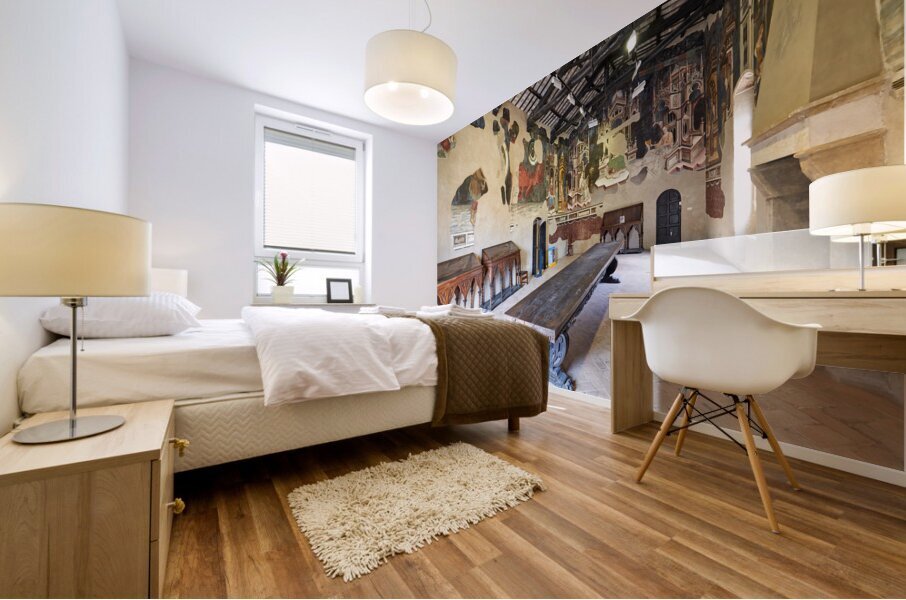 Foligno Umbria Italy. Frescoes at Trinci Palace Palazzo Trinci a patrician residence and museum. Mural print