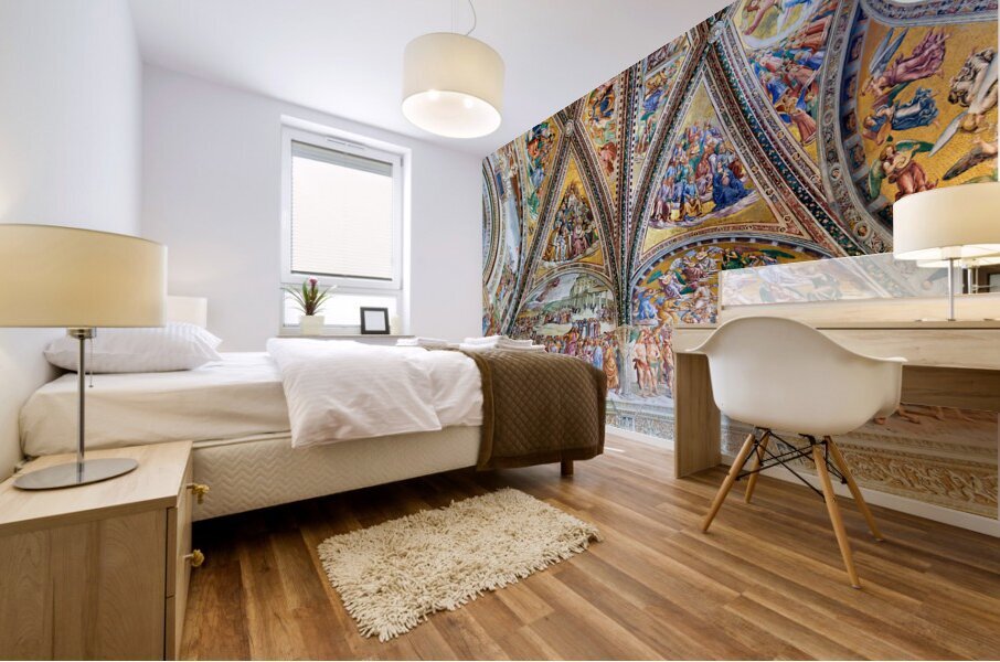 Orvieto Umbria Italy. The vault of the chapel of the Madonna di San Brizio frescoed by Fra Angelico and Benozzo Gozzoli Mural print