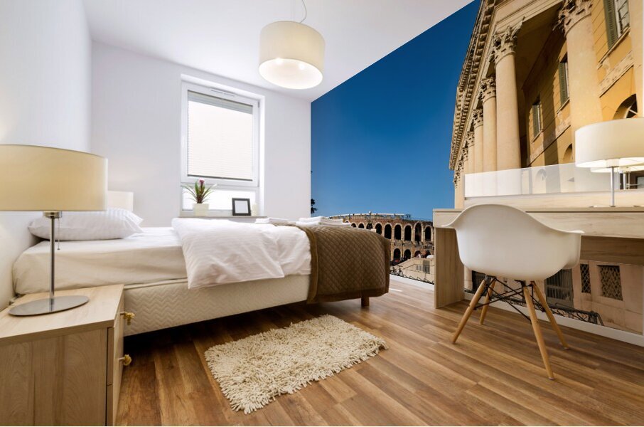 Verona Veneto Italy. The Verona Arena - Roman Amphitheatre and the Town Hall Mural print