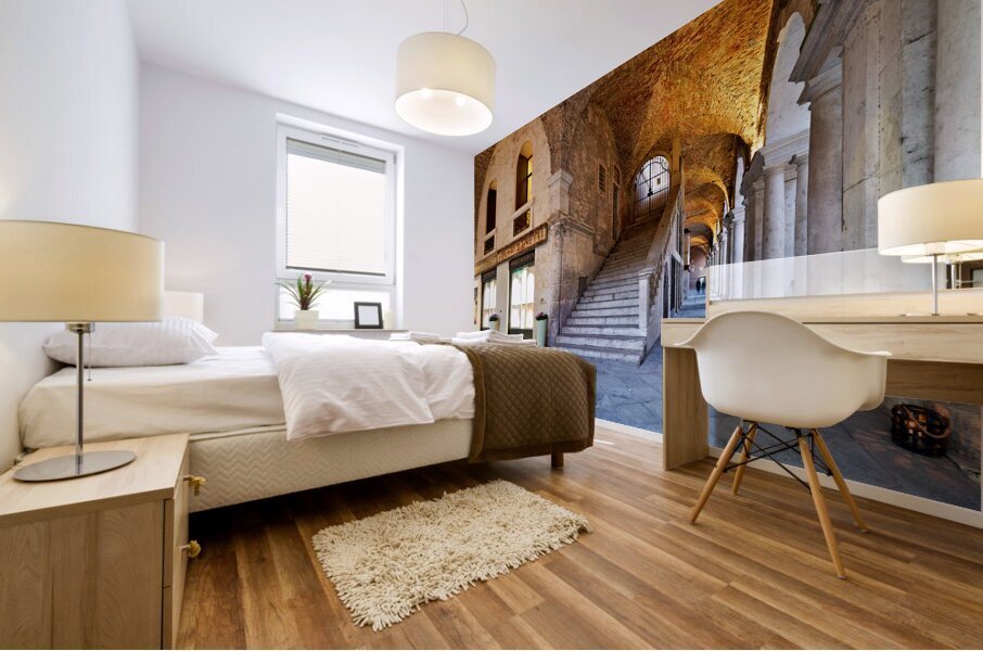 Medieval arcade in Piazza dei Signori. Vicenza Veneto Italy Mural print