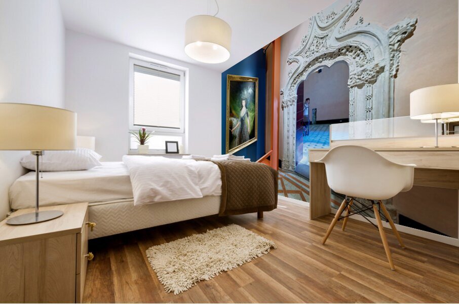 Zaragoza. Saragossa. Aragon. Spain. Aljafería Palace. Portrait of Queen Maria Luisa. 1790. Francisco de Goya Mural print