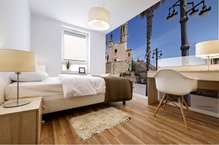Sitges Catalunya Spain. Church esglesia de Sant Bartomeu i Santa Tecla Mural print