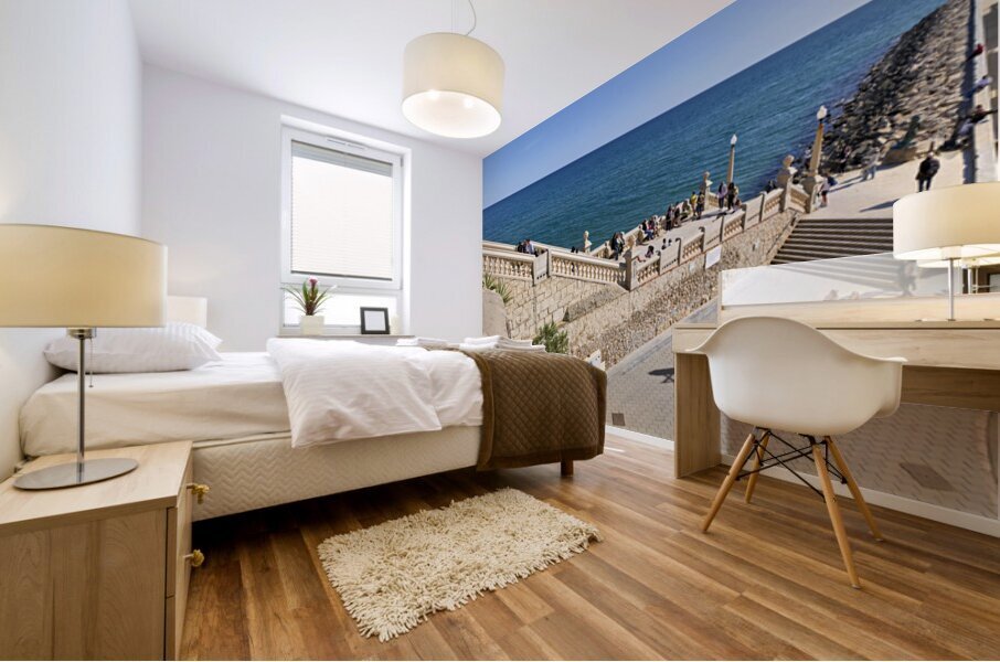 Sitges Catalunya Spain. The stairs to the Cathedral Mural print