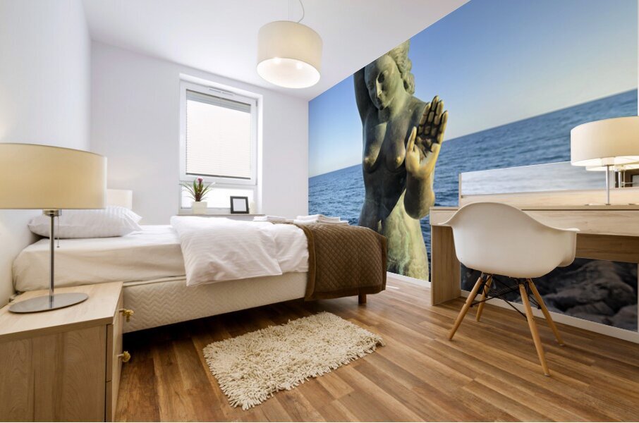 Sitges Catalunya Spain. Sculpture of the Queen of the Seas by Pedro Jimenez Corona on Mazatlans Malecon Mural print