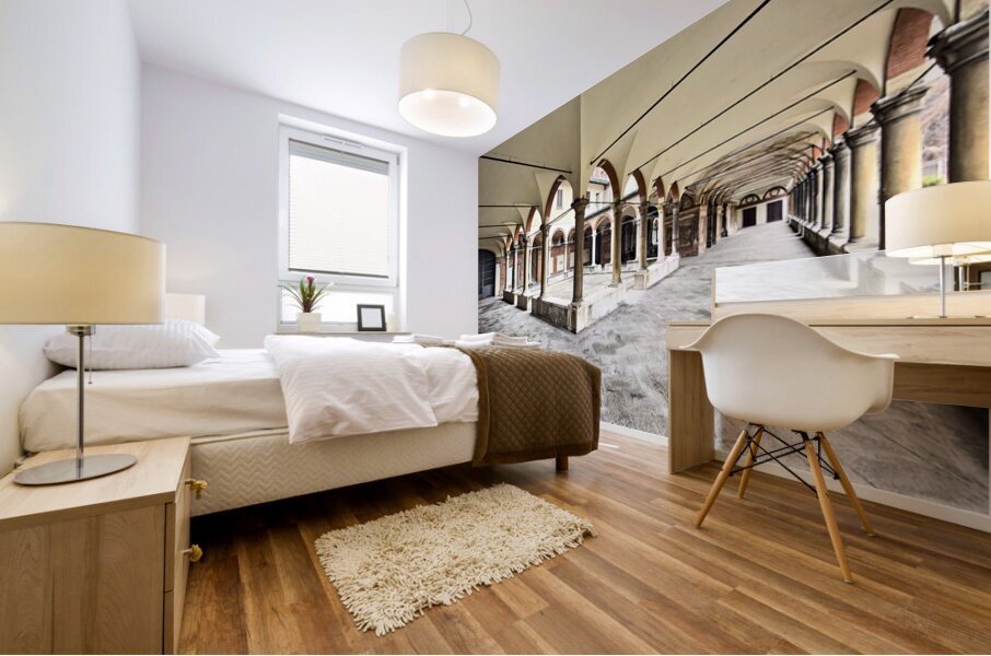 Santa Maria alla Fontana church cloister in Milan Italy with a Mural print