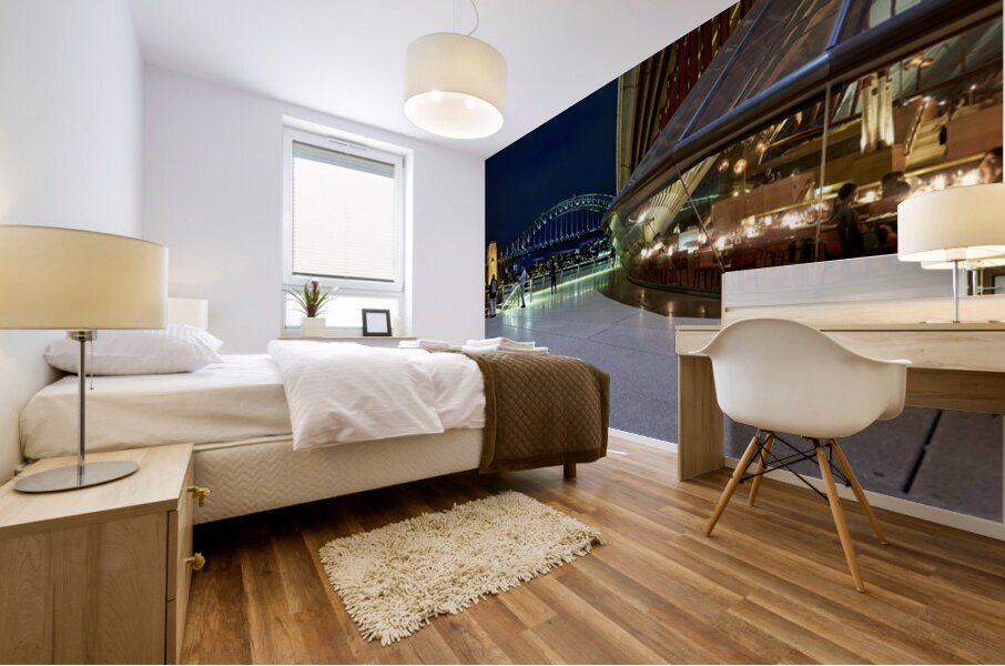 Sydney Opera House and Harbour Bridge at night. Mural print
