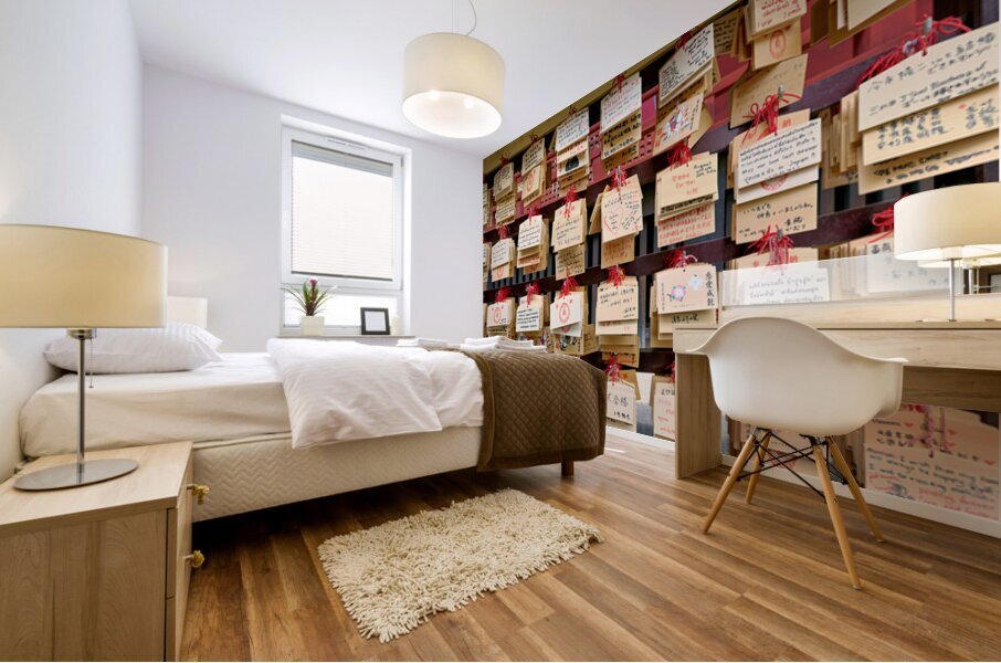 Wishes and invocations at Senso Ji Temple in Tokyo Mural print