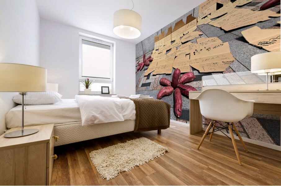 Red potatoes on display for sale in Tokyo market area Mural print