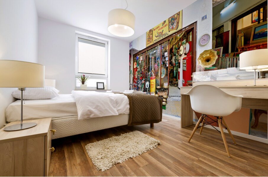 Flea market shopping in Monastiraki Athens Greece with vintage i Mural print