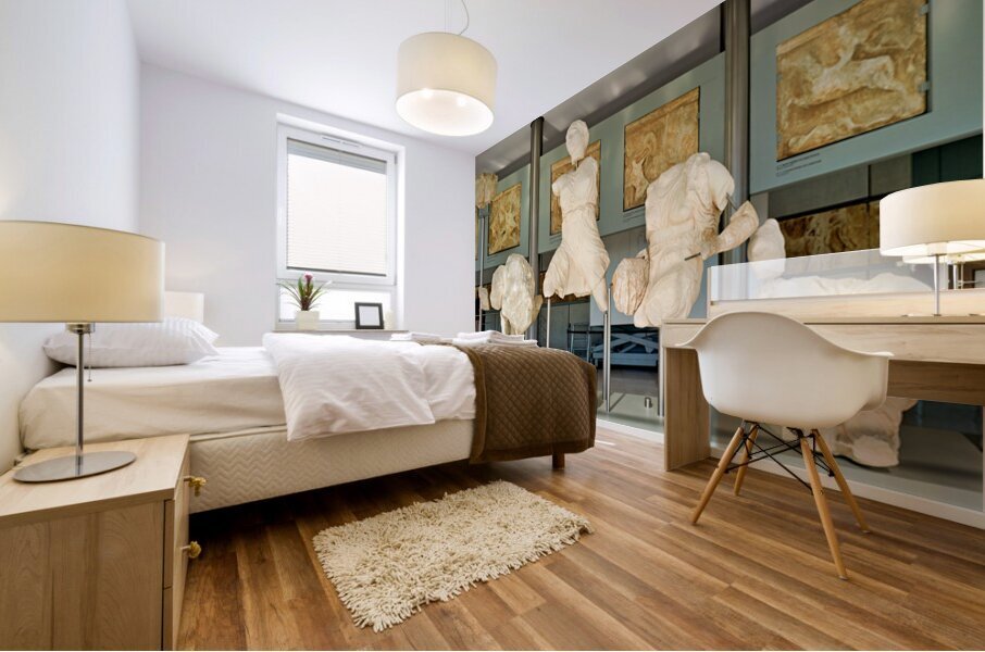 Sculptures at the acropolis museum in athens greece Mural print