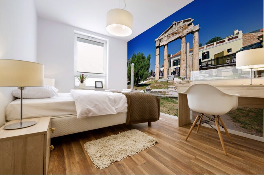 Roman Agora site shows ancient columns and ruins in Athens Greec Mural print