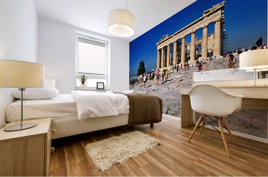 Visitors explore the Parthenon at the Acropolis in Athens Greece Mural print