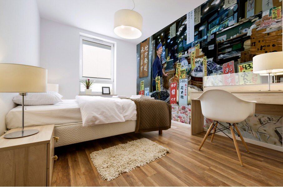 Vendors and products at Kyotos Nishiki Market Mural print