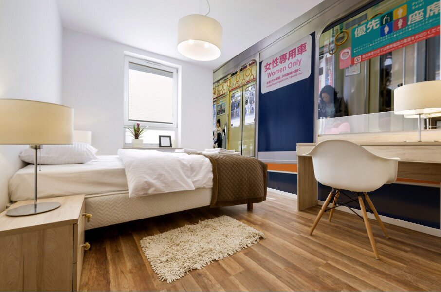 Women only train cart in Kyoto Japan for female passengers Mural print