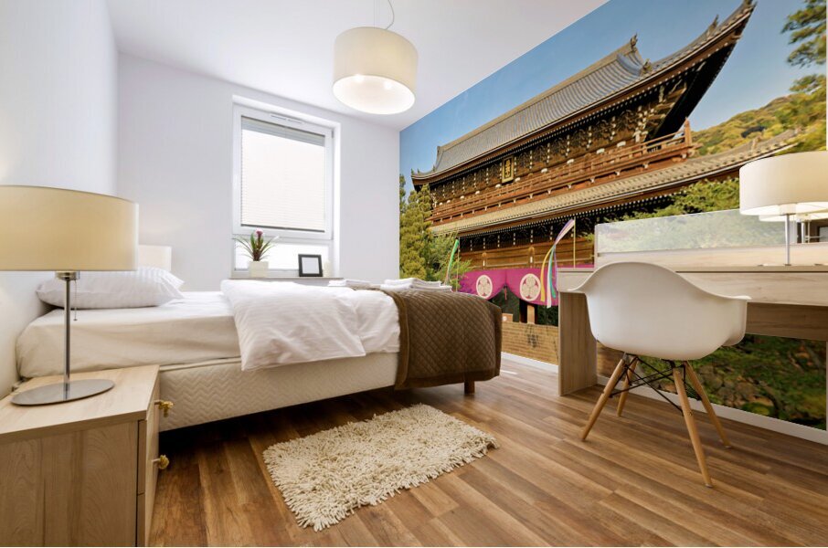 Chionin Temple view in Kyoto Japan with trees and decorations Mural print