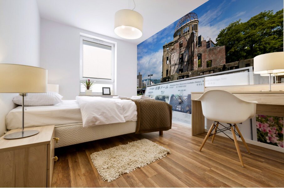 Hiroshima Peace Memorial Genbaku Dome and surrounding area in Ja Mural print