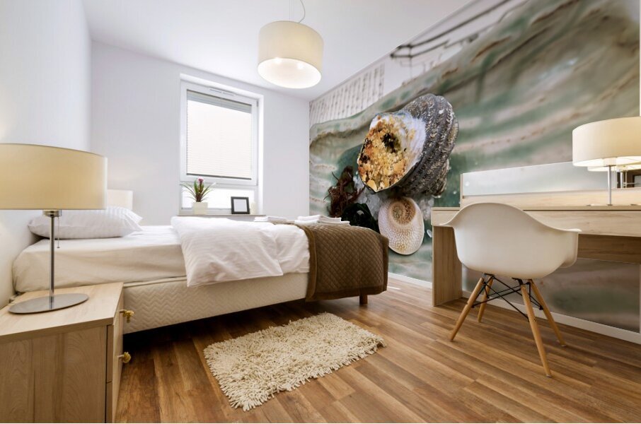 Traditional Japanese cuisine served in a restaurant in Miyajima Mural print