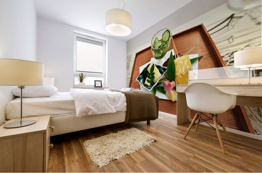 Traditional Japanese food served in a restaurant in Miyajima Jap Mural print