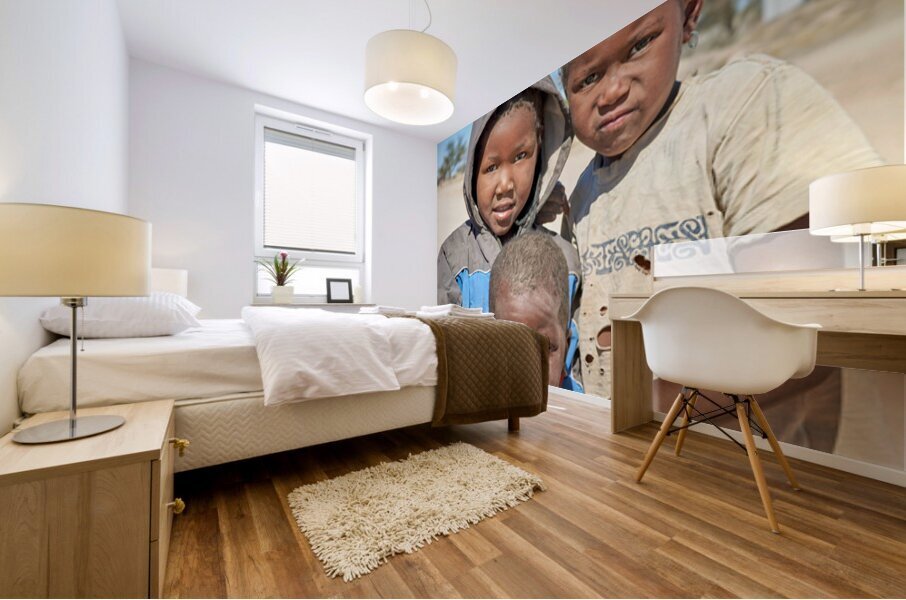 Portrait of children in Damaraland village in Namibia Mural print