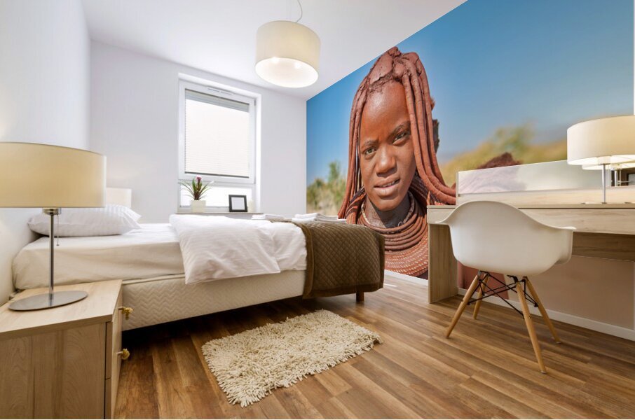 Portrait of a Himba woman in Namibias Kunene region Mural print