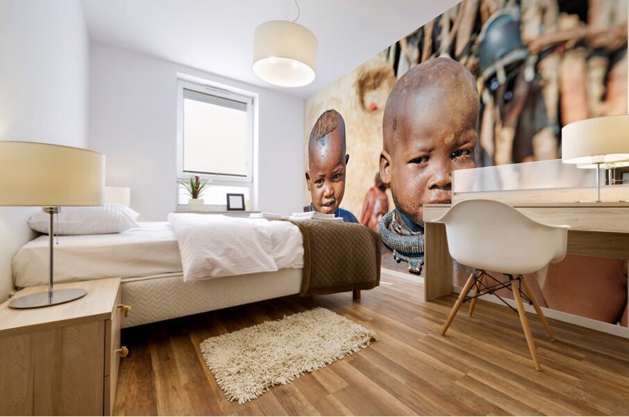 Children in himba village of kunene region namibia Mural print