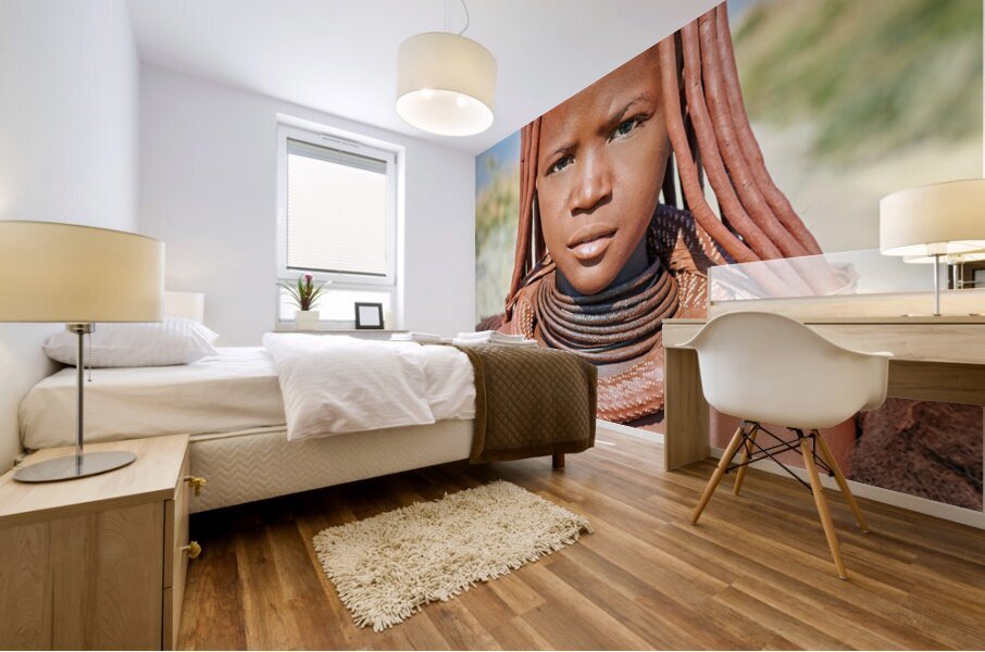 Portrait of a Himba woman in Kunene region of Namibia Mural print