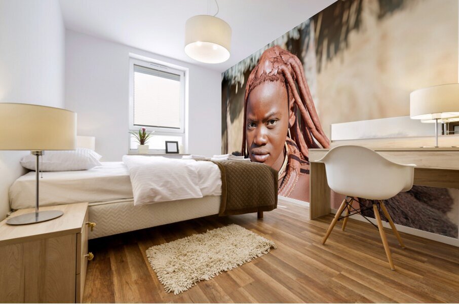 Himba woman in traditional hair headdress in Kunene Region of Na Mural print