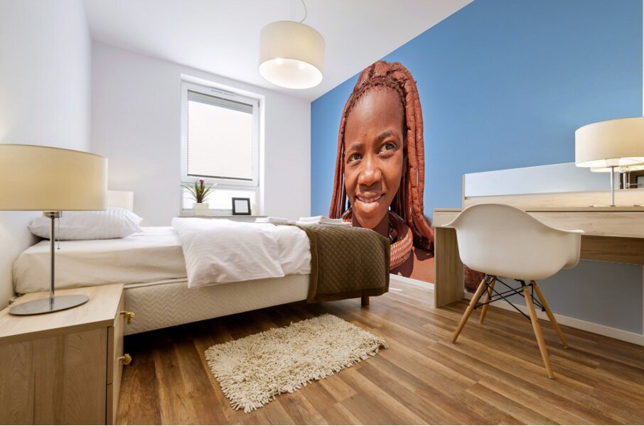 Portrait of a Himba woman in Kunene region of Namibia Mural print