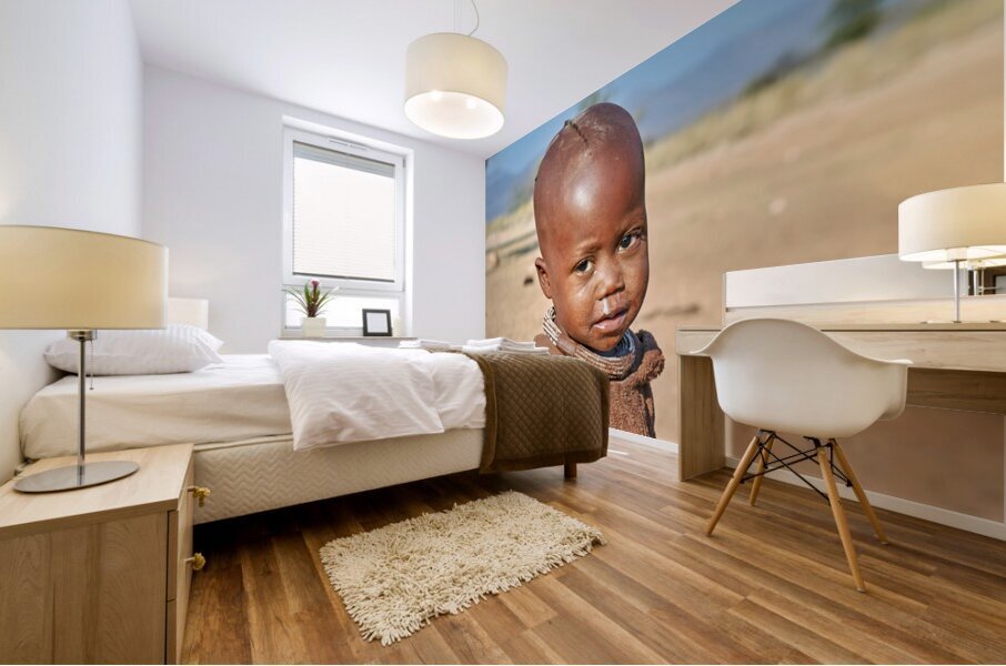 Portrait of a child from Himba village in Kunene region of Namib Mural print