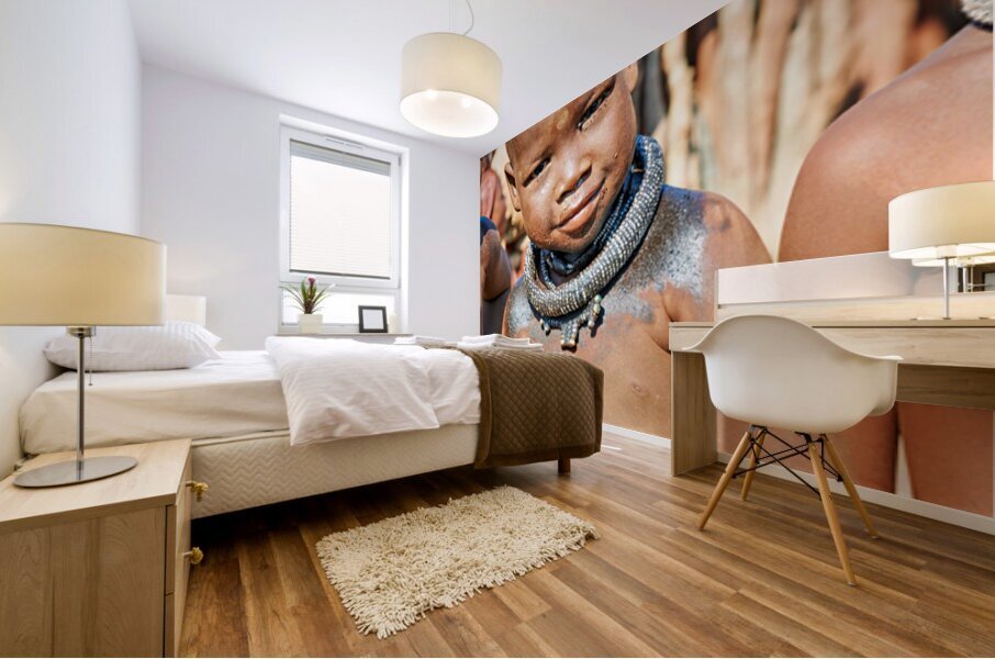 Portrait of child in Himba village in Kunene region of Namibia Mural print