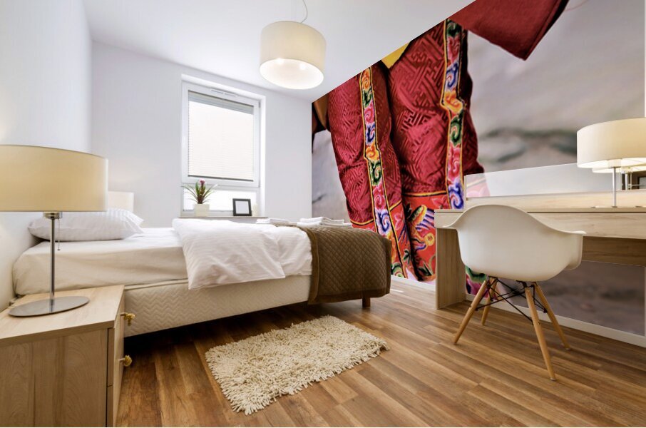 Colorful embroidered traditional boots and robes. Mural print