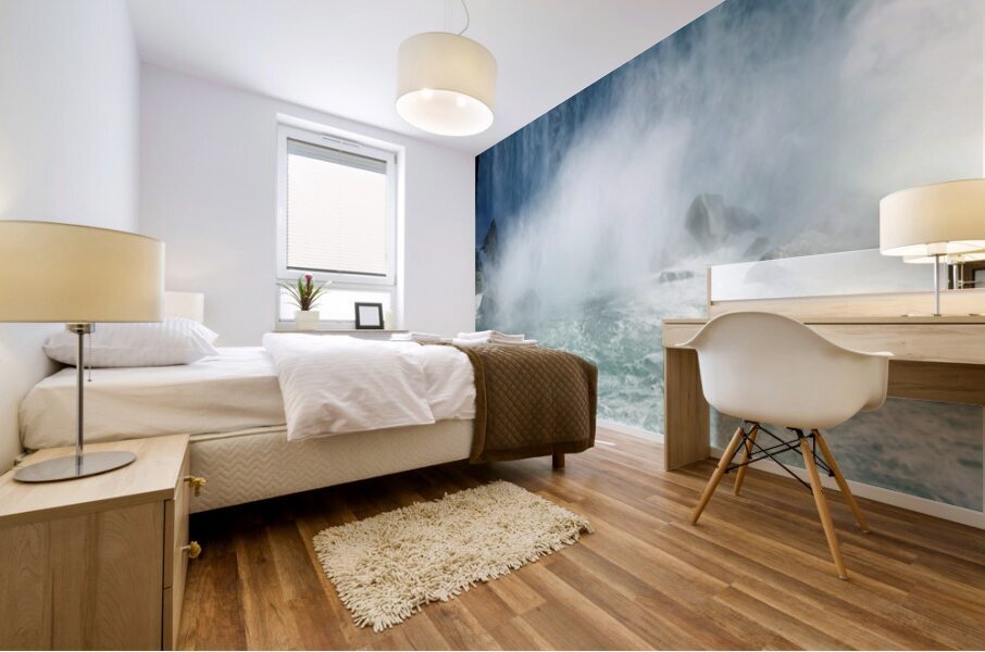 Maid of the Mist boat with tourists at Niagara Falls. Mural print