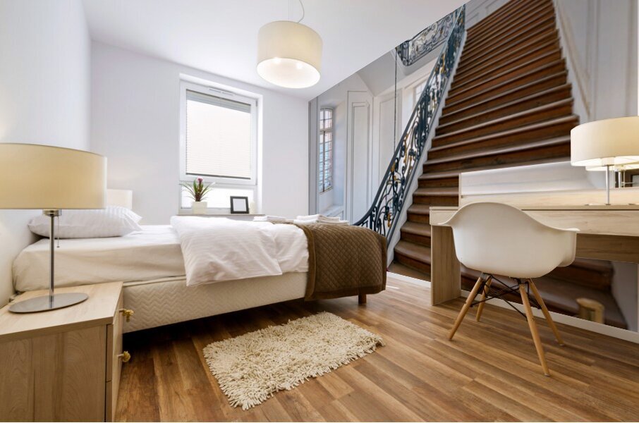 Main staircase leads to Fine Arts Museum in Strasbourg France Mural print